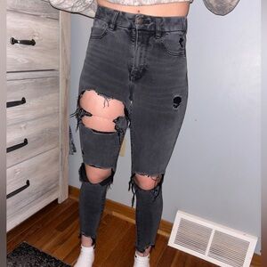 American Age Charcoal Distressed Skinny Jeans